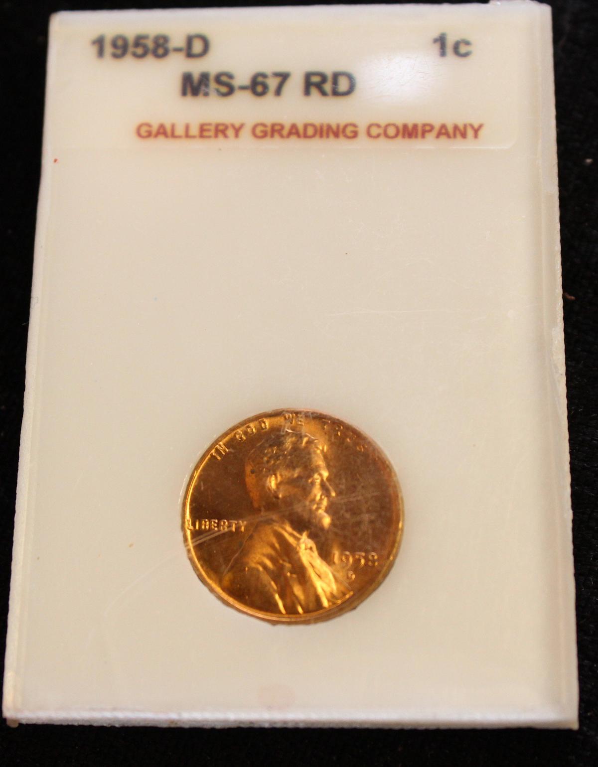 1958 D MS 67 RD Wheat Penny