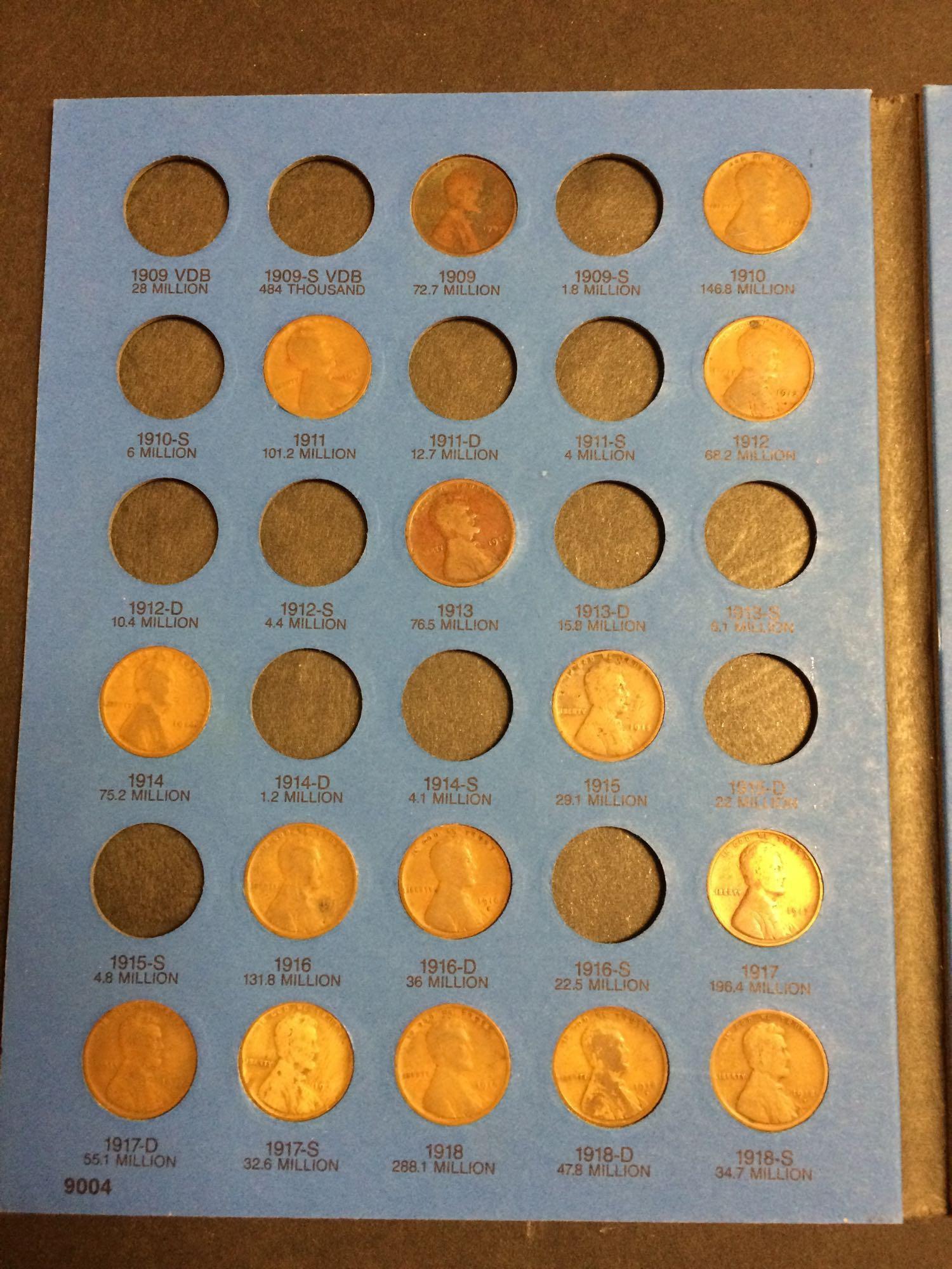 Lot of 59 Lincoln Memorial pennies 1909 through 1940 some key dates