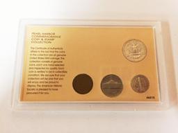 Pearl harbor commemorative coin and stamp collection