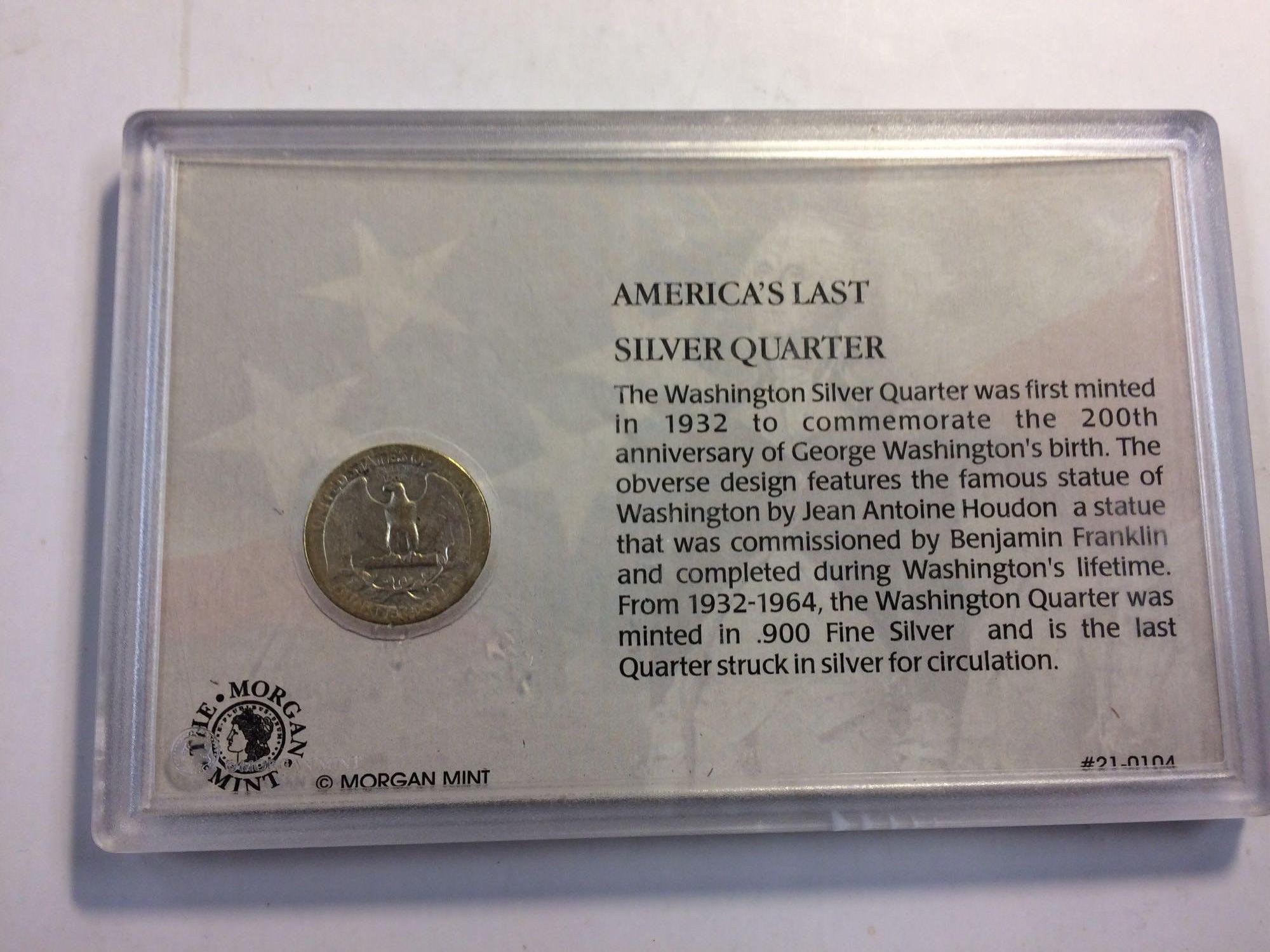 Americas last silver quarter plaque includes a 1943 quarter