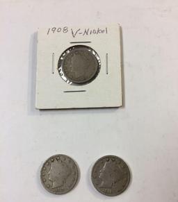Lot of V nickels 1908 1911 1912