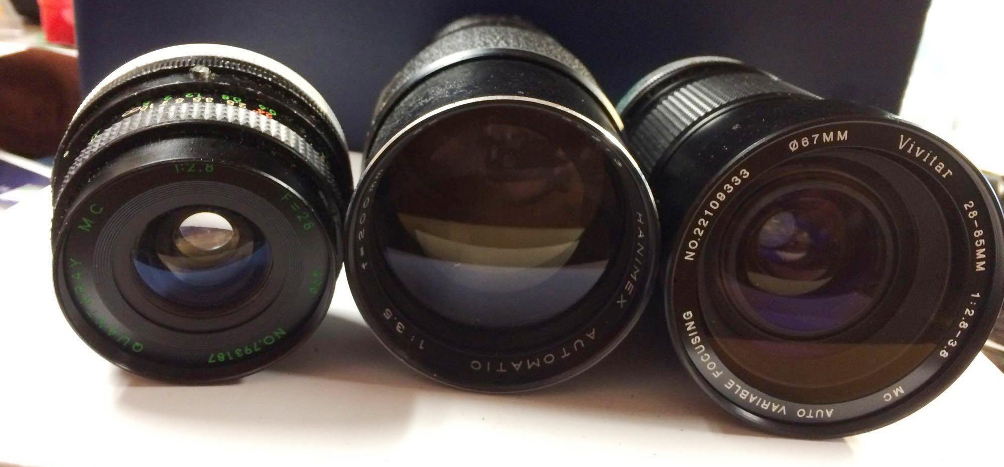 Lot of 3 Canon Mount lenses 28mm, 28-85mm, 85-200mm