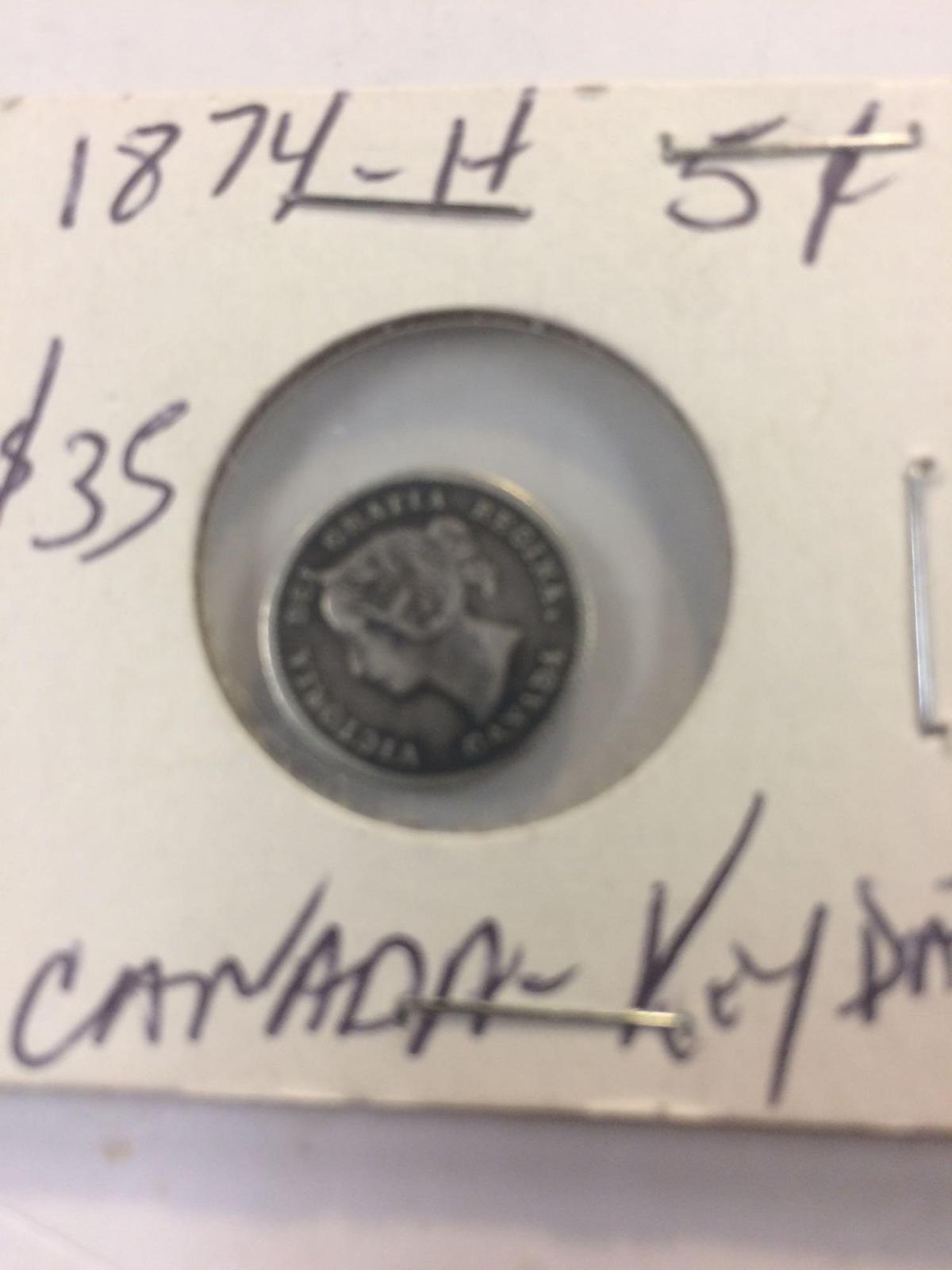 1874H Canada five cents key date