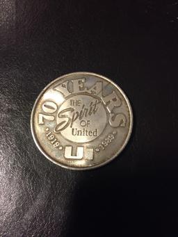 UI 70 Year Solid Silver Medallion