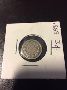 1865 3 cents Trime