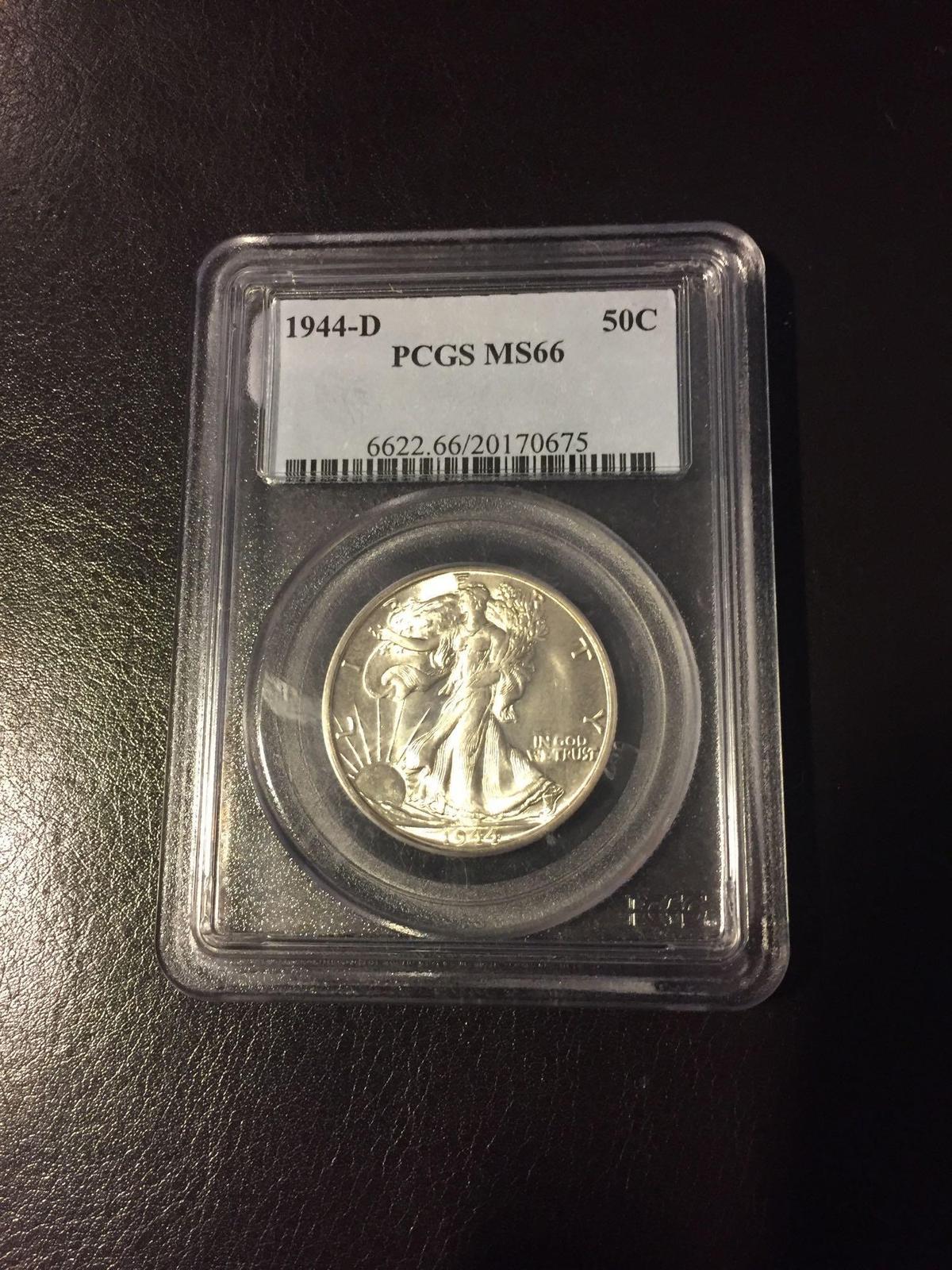 1944D Walking Liberty Half Dollar PCGS MS66