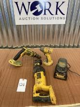 Dewalt Cordless Tools with One Battery and Charger
