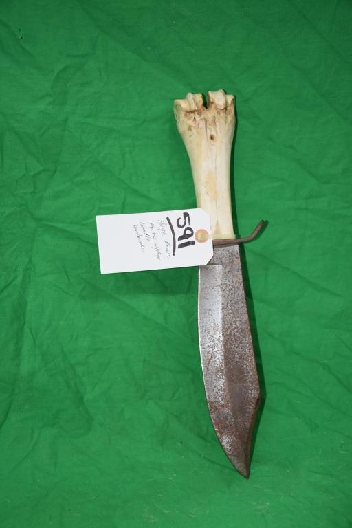 HUGE BOWIE KNIFE W/BONE HANDLE -HANDMADE