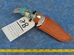 NATIVE AMERICAN INDIAN MADE INLAID TURQUOISE KNIFE