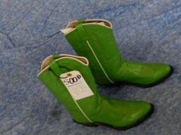 SHEPLER'S BRAND COWBOY BOOTS, KELLY (BRIGHT) GREEN, WOMEN'S US SIZE 7.5, NEVER WORN