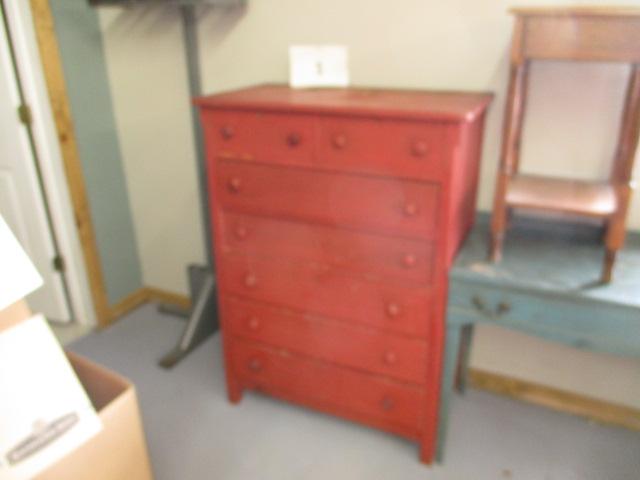 red 2 over 5 chest of drawers