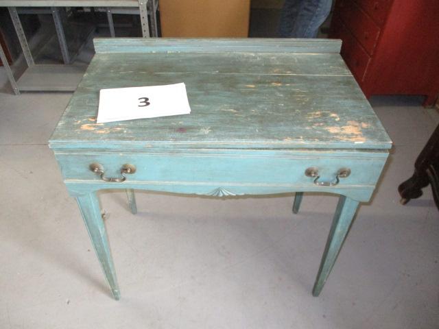 painted blue 1 drawer wash stand
