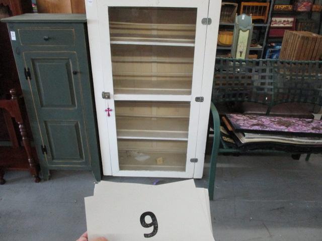 painted white display cupboard