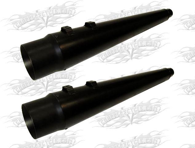 Bagger Werx Black Big 4 In. Coned Slip On Muffler With Extended Tips For 1995 To 2011 Harley Touring