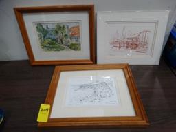 (3) Small prints signed by  Frank A Gusdorf