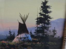 "SPRING" American Indian Camp Watercolor