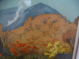 AUTUMN  in Hakone Museum Wood Block Print