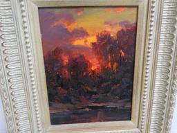 Original Oil "Sunset By The River"