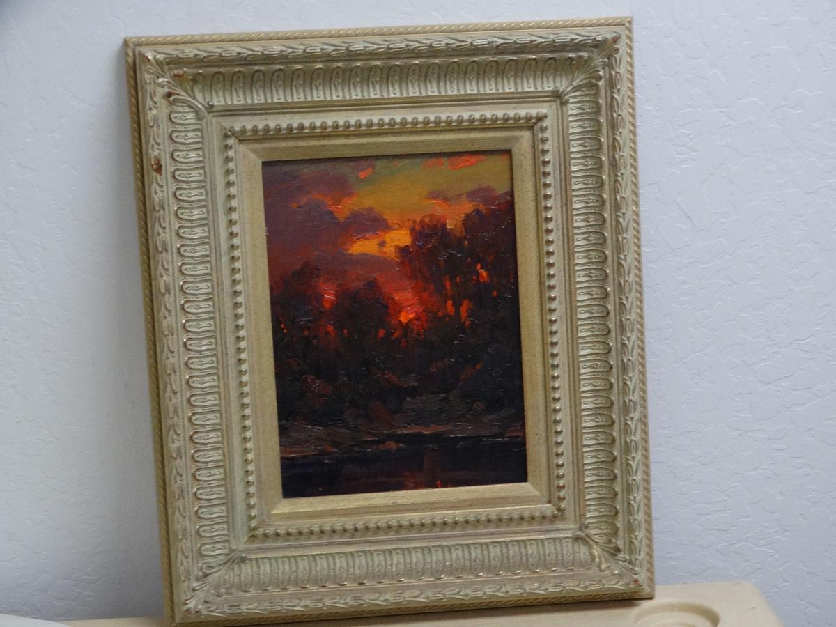 Original Oil "Sunset By The River"