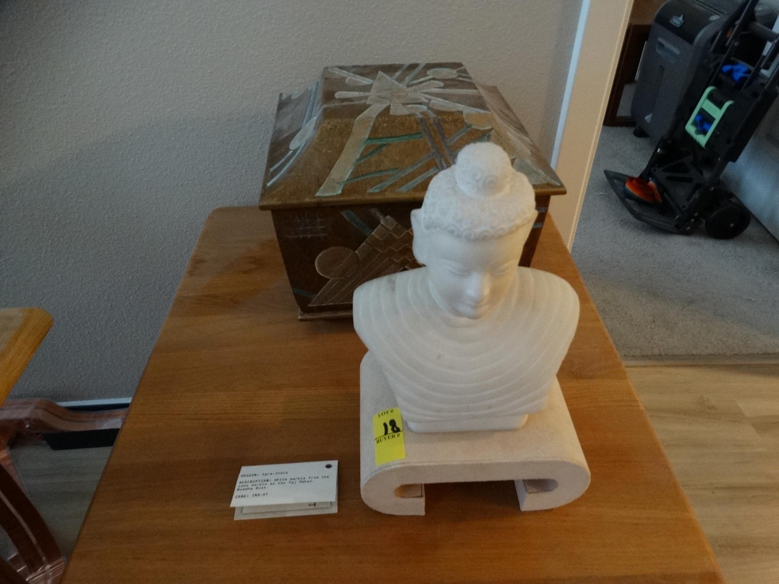 White Marble BUDDAH Bust