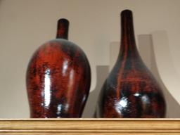 Leather or Like Bound Bottles, Vases