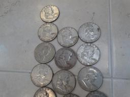 (28) 1950-1960's Franklin Silver Half Dollars