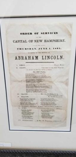 Abraham Lincoln - ORDER OF SERVICES