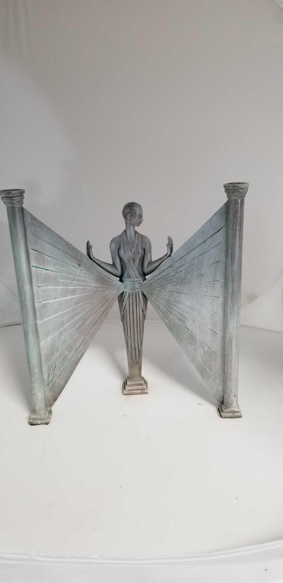 ERTE ROMAIN DE TIRTOFF SILVERED BRONZE SCULPTURAL CANDELABRA