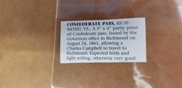 Civil War CONFEDERATE Pass