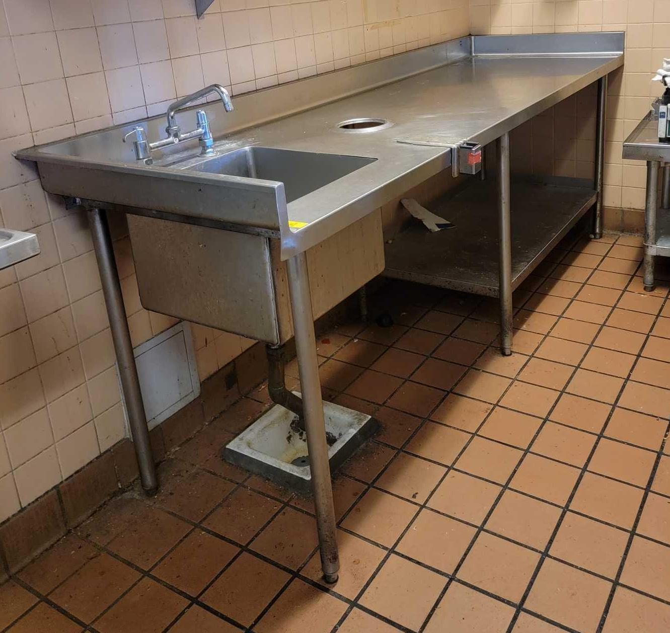 STAINLESS STEEL PREP TABLE WITH SINK