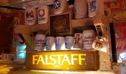 FALSTAFF BEER SIGN DISPLAY WITH SMALL STEINS