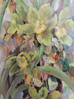 WALLY SCHAUER GREEN ORCHID'S ACRYLIC ART