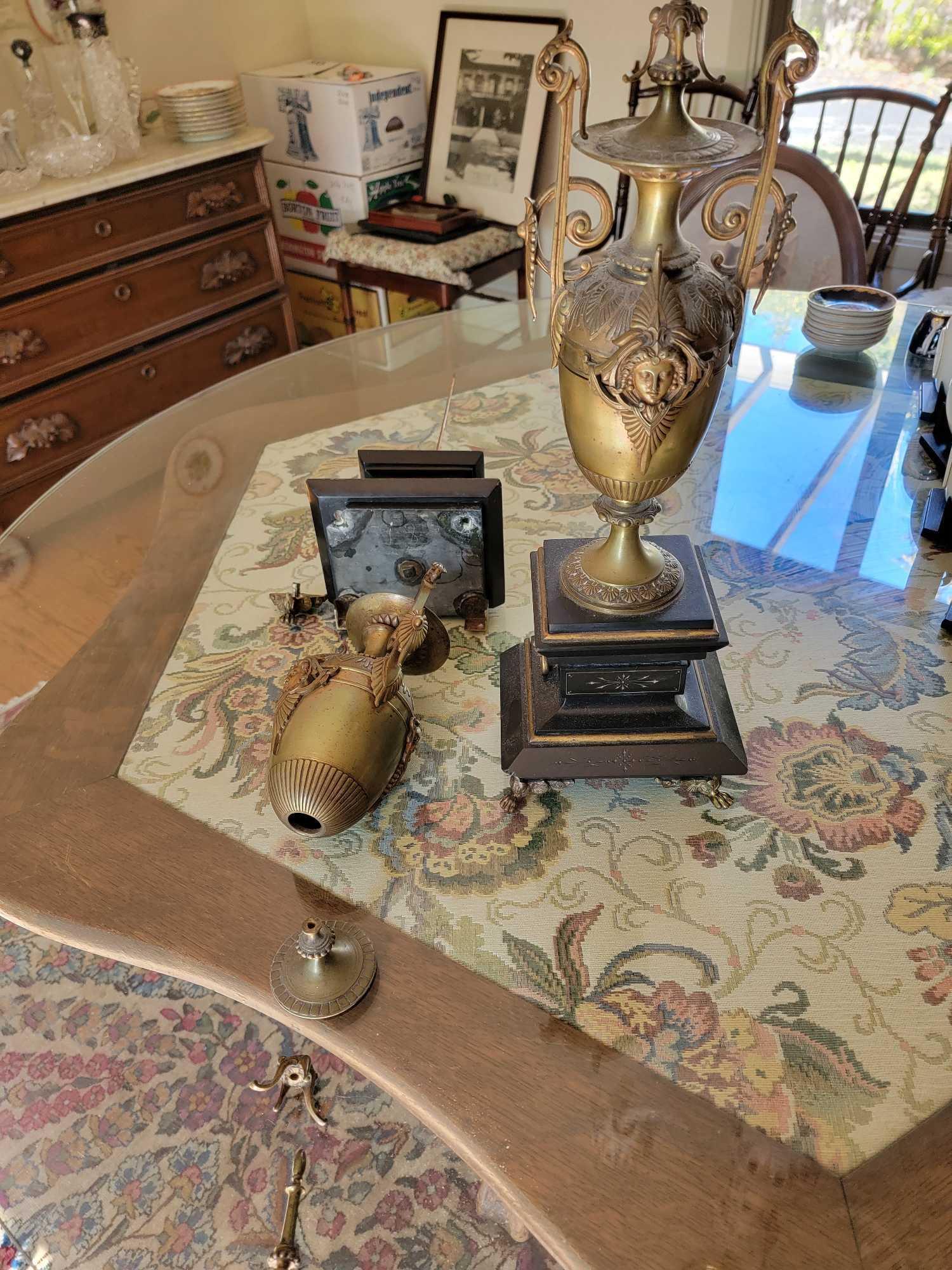 MANTEL URNS AND FIREPLACE TOOLS