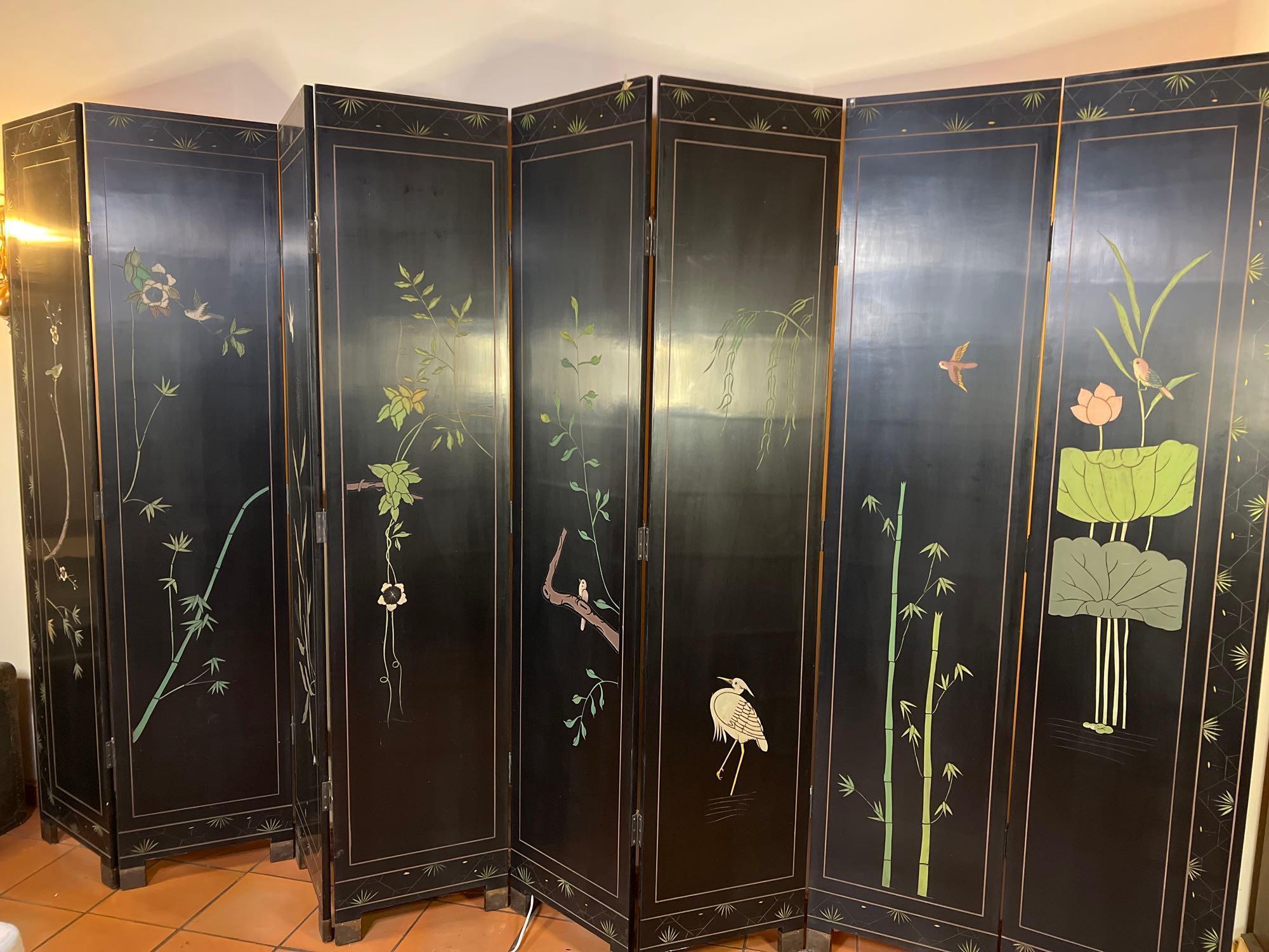 LACQUERED EIGHT PANEL SCREEN