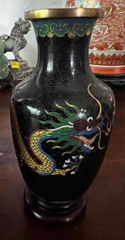 CHINESE CLOISONNE MINIATURE DRAGON VASES