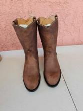EL PAISANO BROWN LEATHER WALKING BOOTS WESTERN SMALL HEEL BOOTS