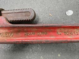 LARGE TOLEDO HEAVY DUTY PIPE WRENCH