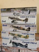 5 REVEL MILITARY PLANE MODELS