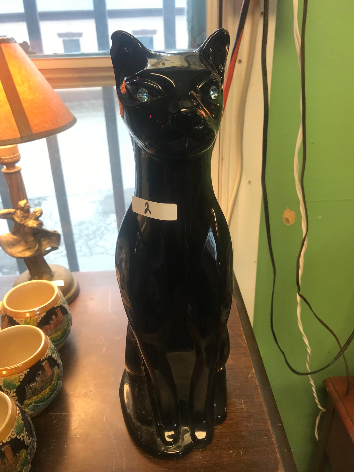 1950's Black Cat with Jeweled Eyes