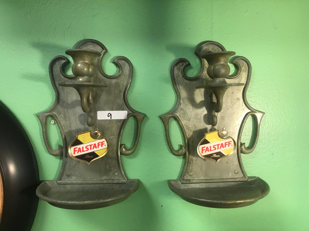 (2) Falstaff Pewter Candle Sconces - Very Rare