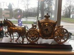 United brass Horse & Carriage Mantel Clock