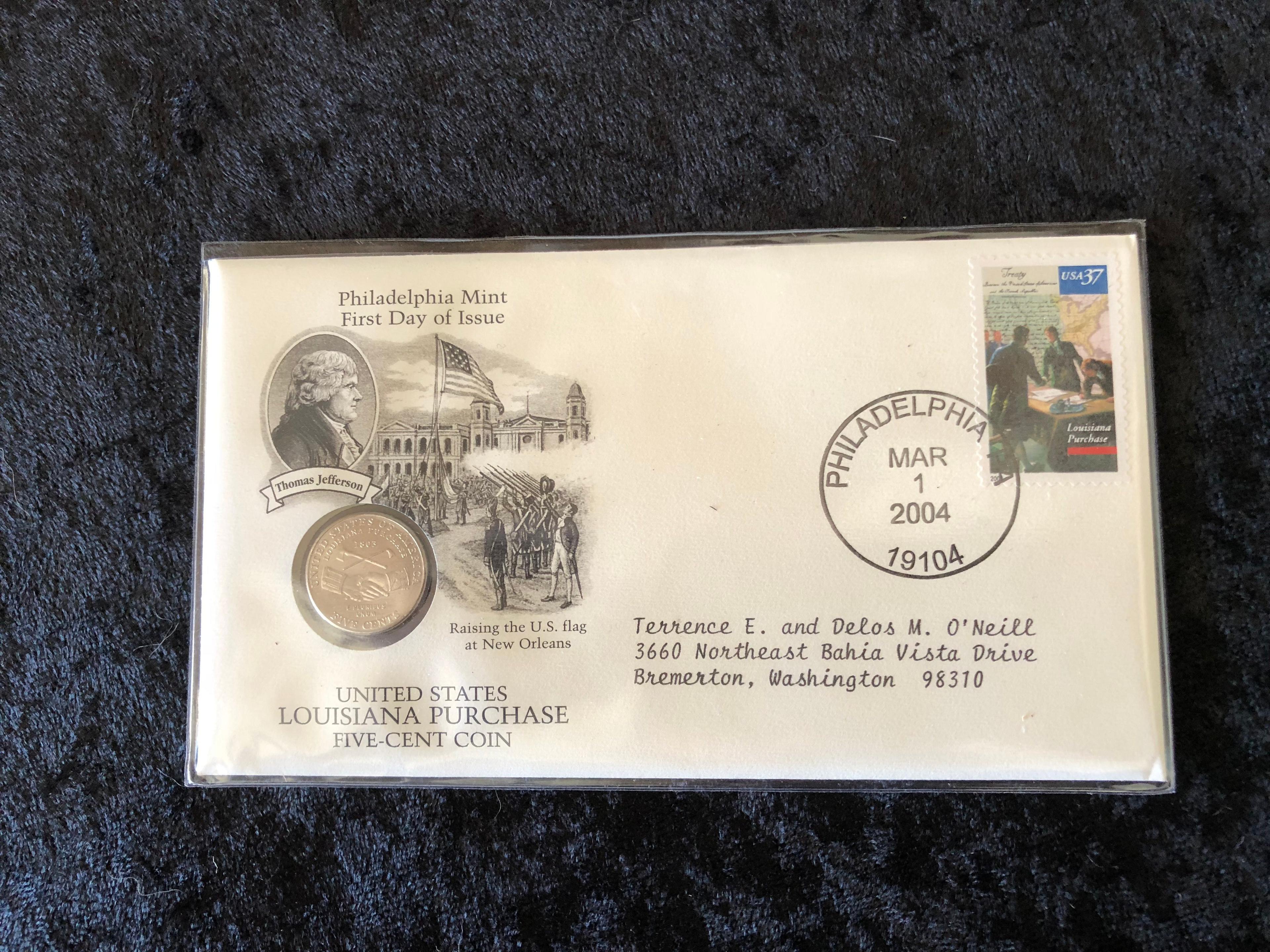 George Washington Postage Stamp and Louisiana Collectible Coins