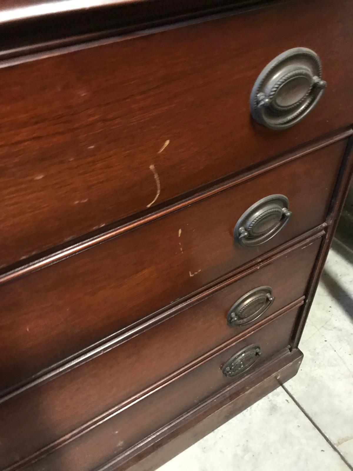 Wooden 3 drawer Chest of Drawers with dovetailed drawers.  Bottom drawer is missing bottom.  30 inch