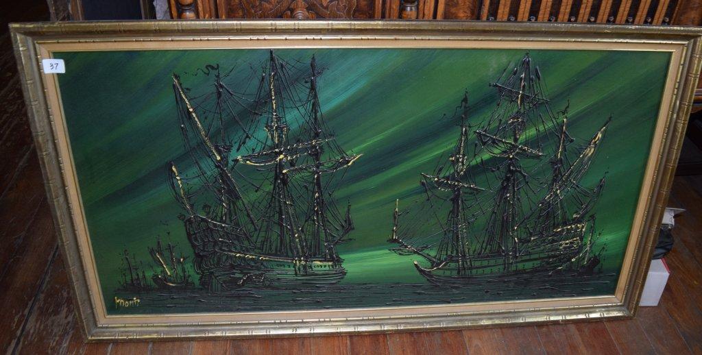 MID CENTURY SHIP PAINTING