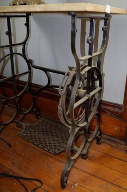 ANTIQUE SEWING MACHINE MARBLE TABLE