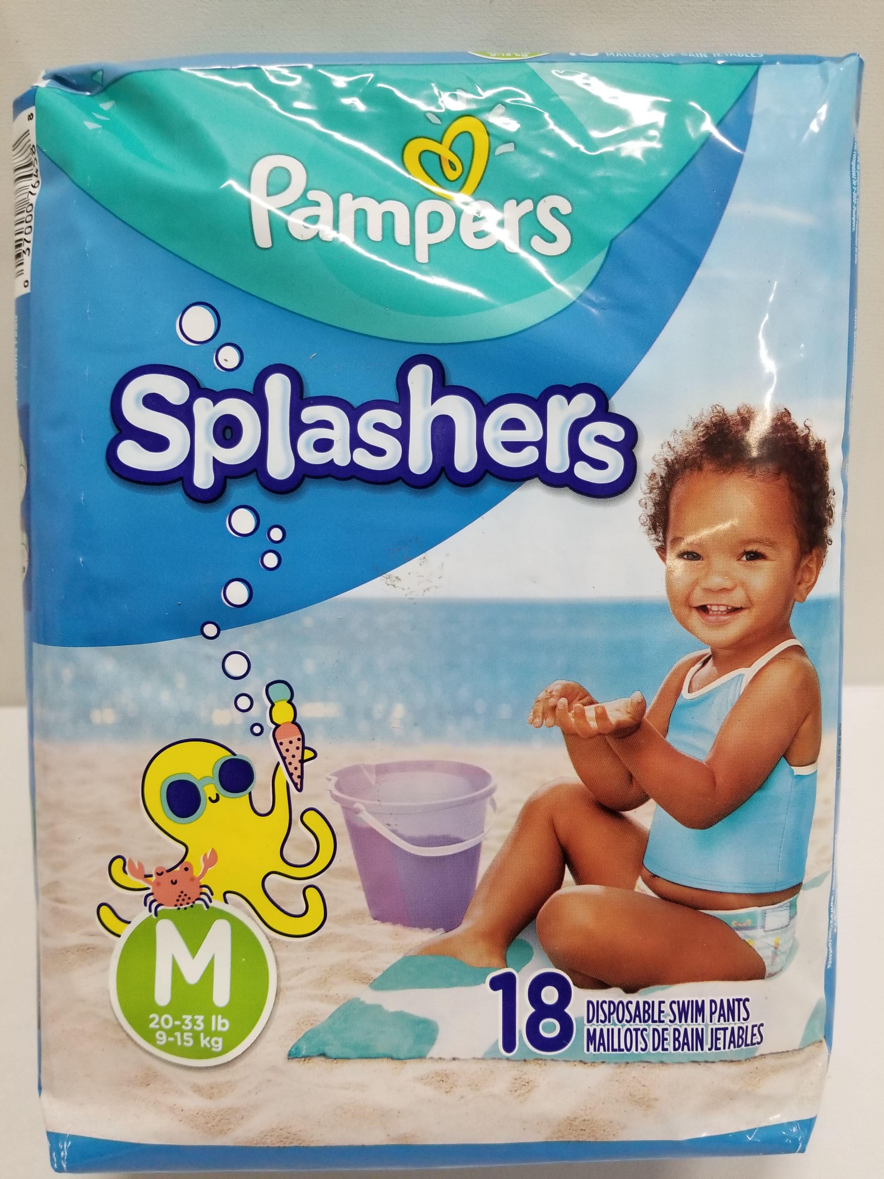 Pampers Splashers - Disposable Swim Pants - Size M (20-33lbs) 18ct - New