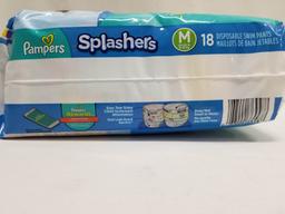 Pampers Splashers - Disposable Swim Pants - Size M (20-33lbs) 18ct - New