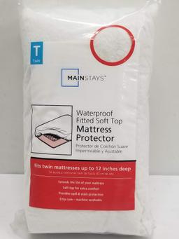 Twin Waterproof Fitted Soft Top Mattress Protector - Mainstays - New