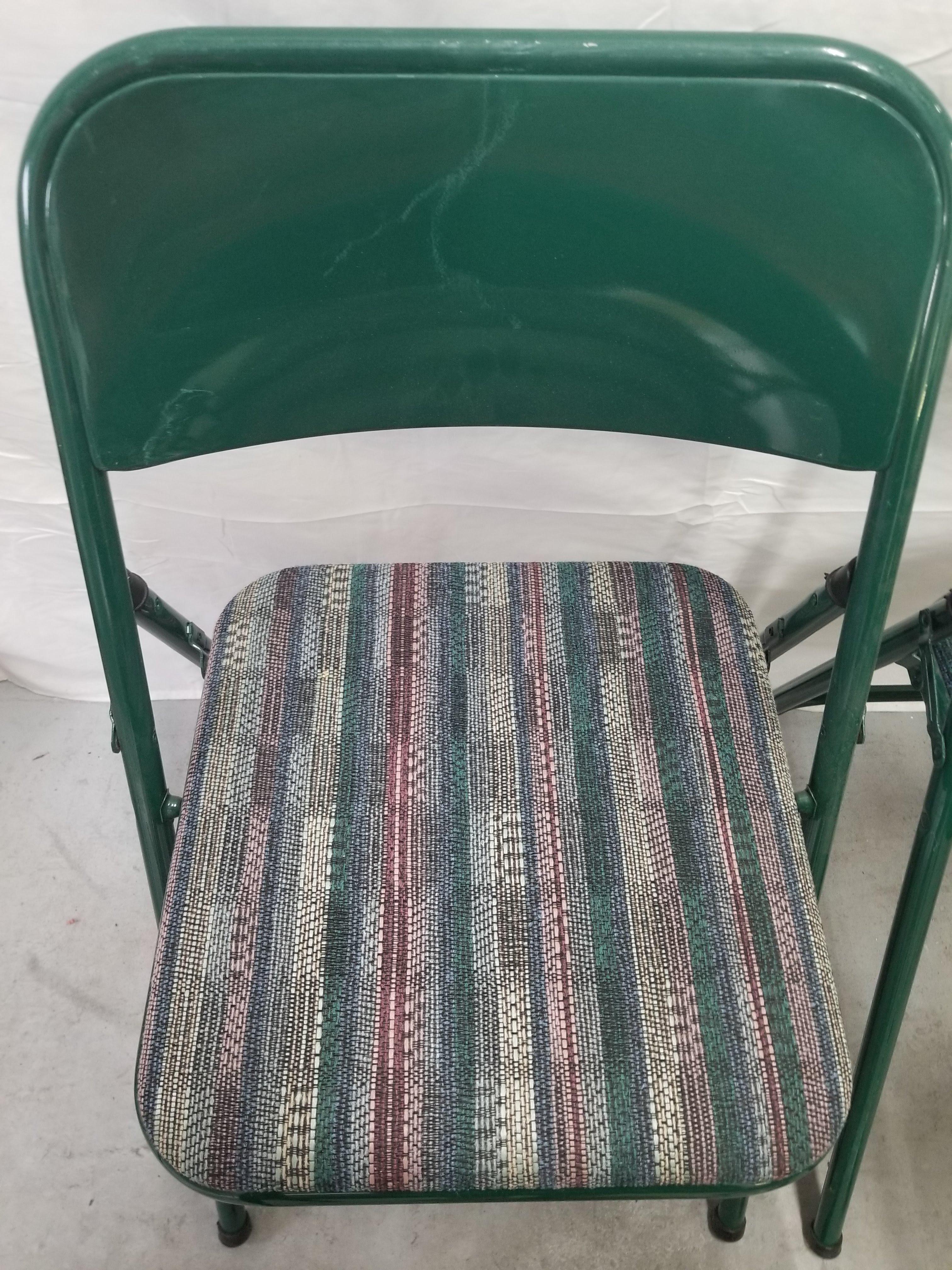 Set of 4 Folding Chairs - Green with Padded Seats