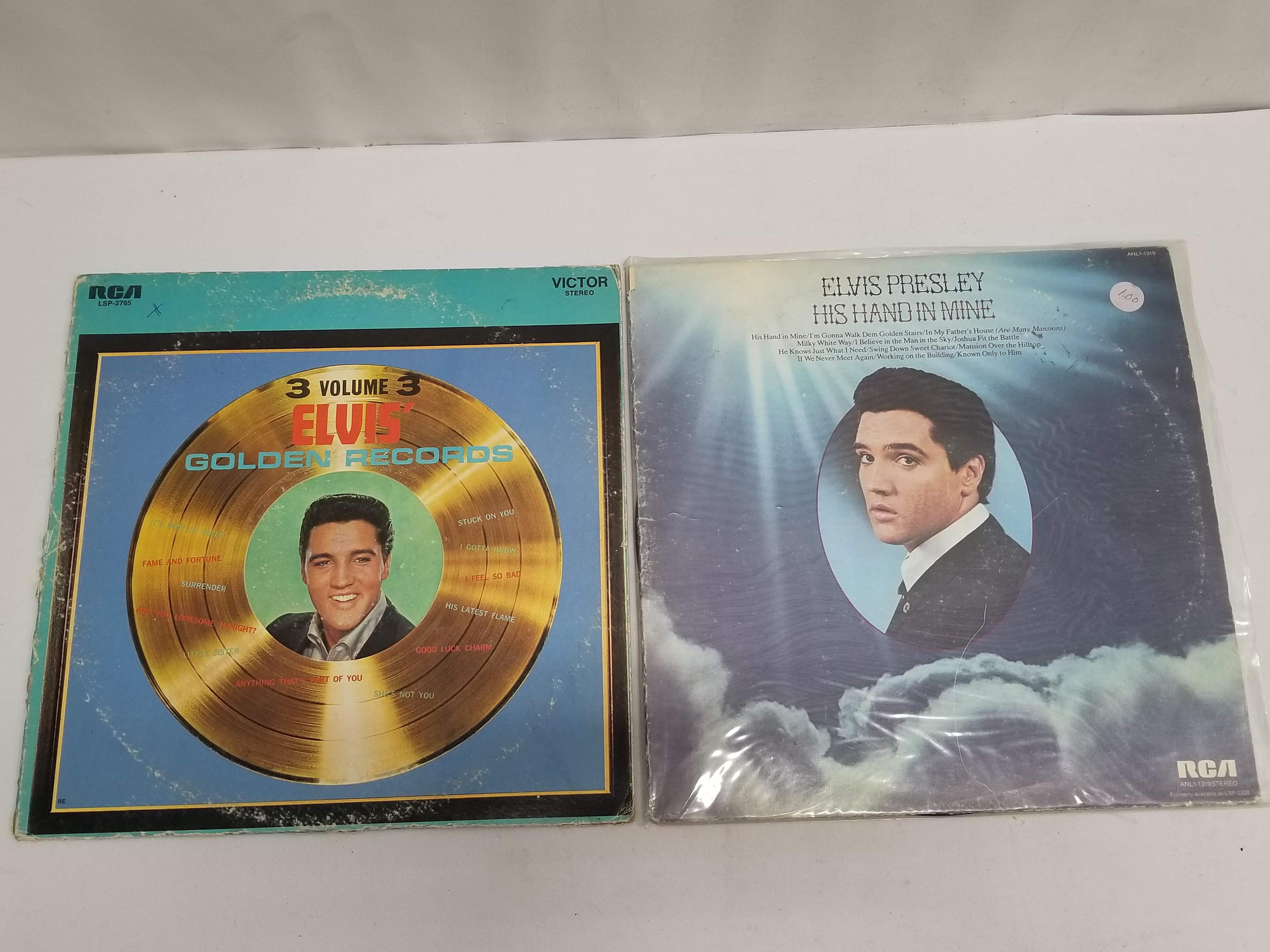 2 Elvis LPs: Elvis' Golden Records Volume 3, His Hand In Mine - Rated VG